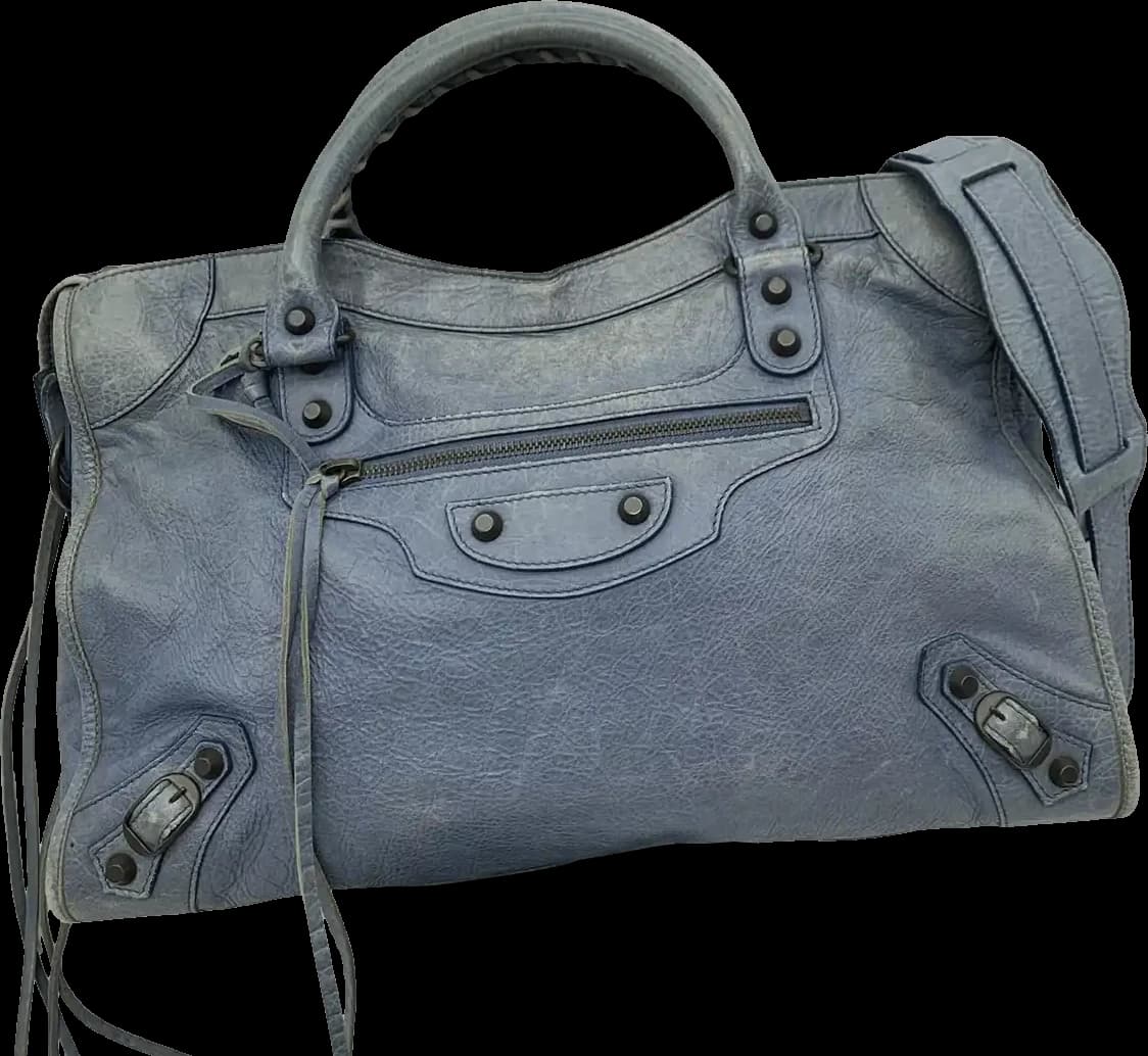 Balenciaga 115748 City 2Way Blue Shoulder Bag — Pre-Owned