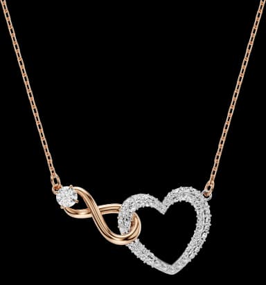 Hyperbola Necklace, Infinity and Heart, White, Mixed Metal Finish — 5518865