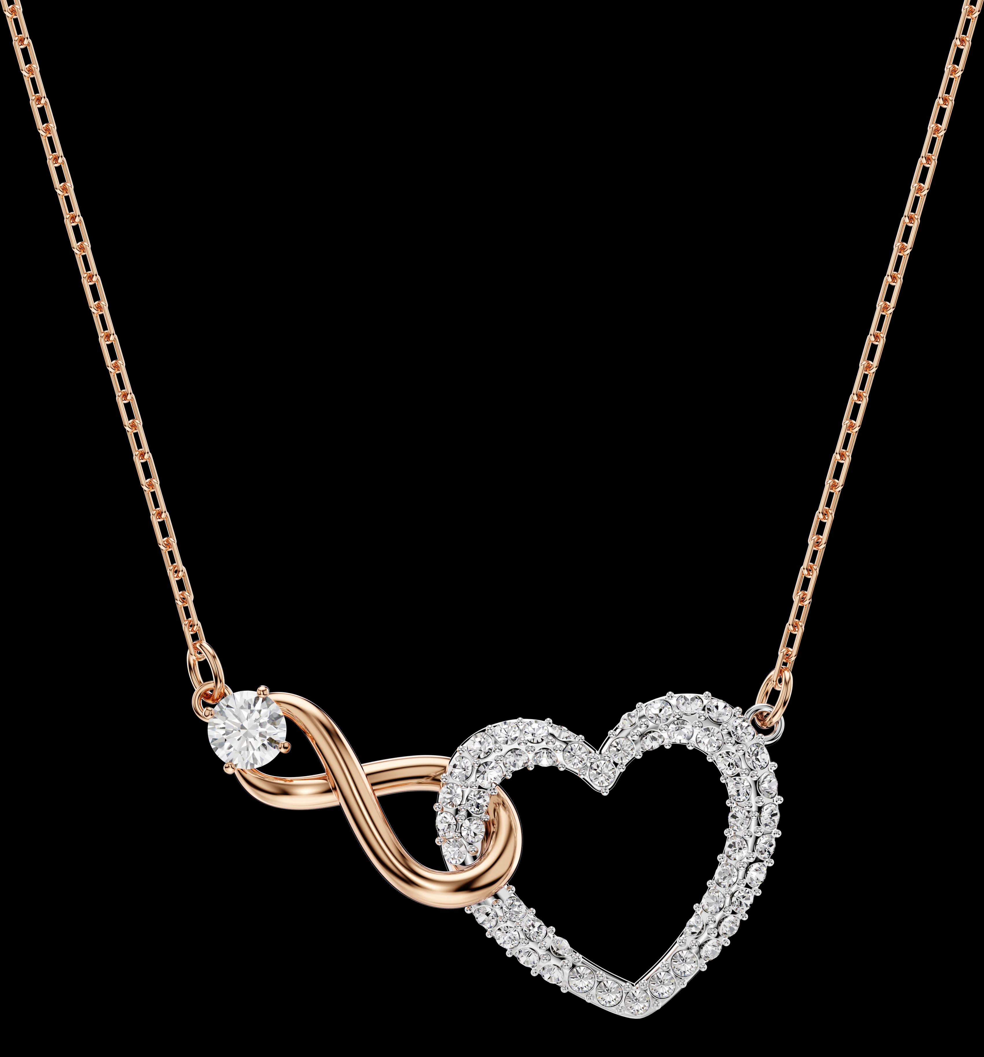 Hyperbola Necklace, Infinity and Heart, White, Mixed Metal Finish — 5518865