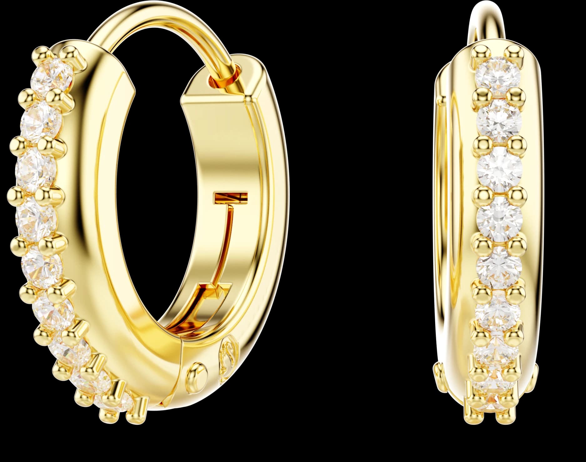 Matrix Hoop Earrings, Round Cut, White, 18k Gold Finish — 5697228