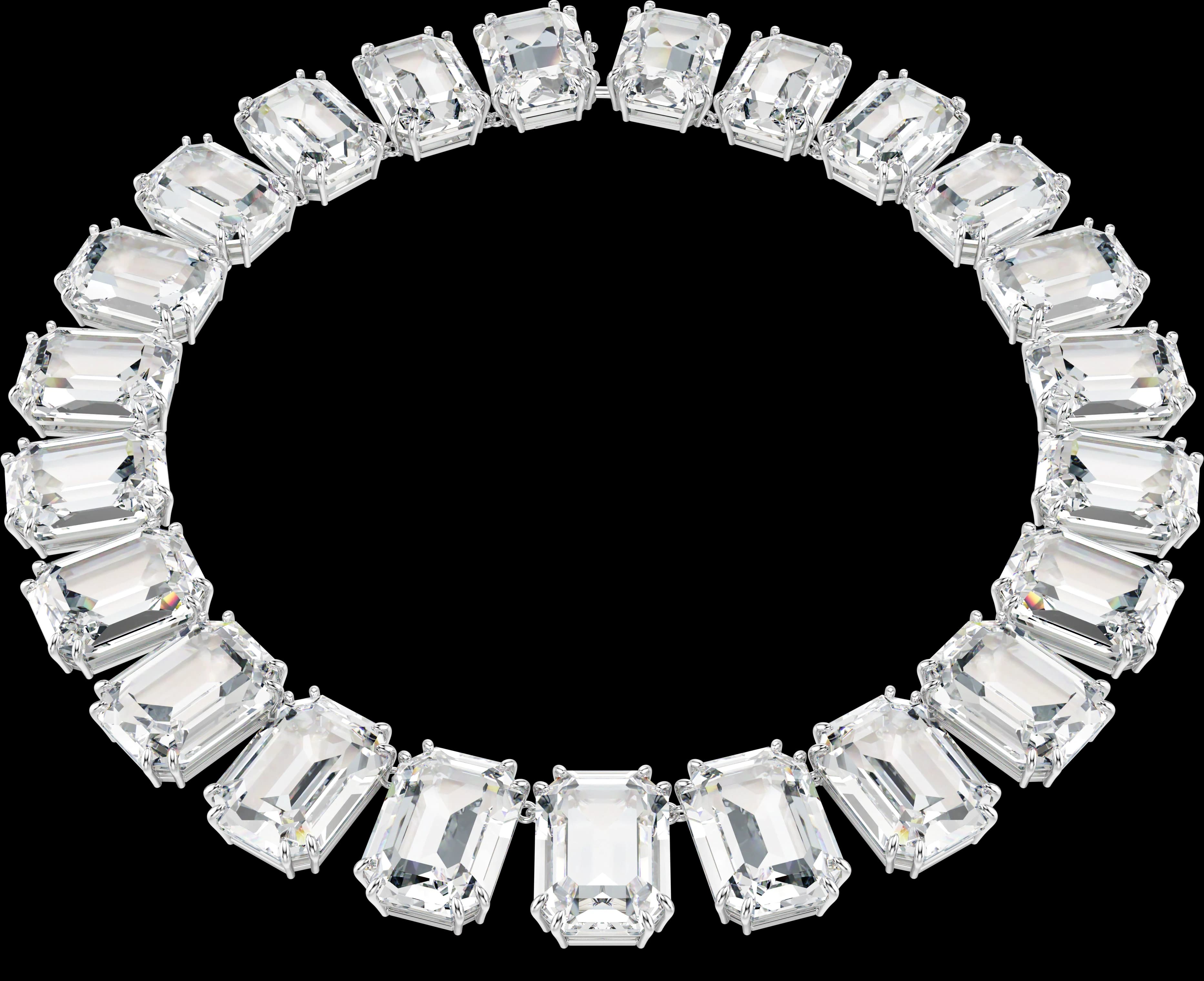 Millenia Necklace, Large Crystals, Octagon Cut, White, Rhodium-Plated — 5714395