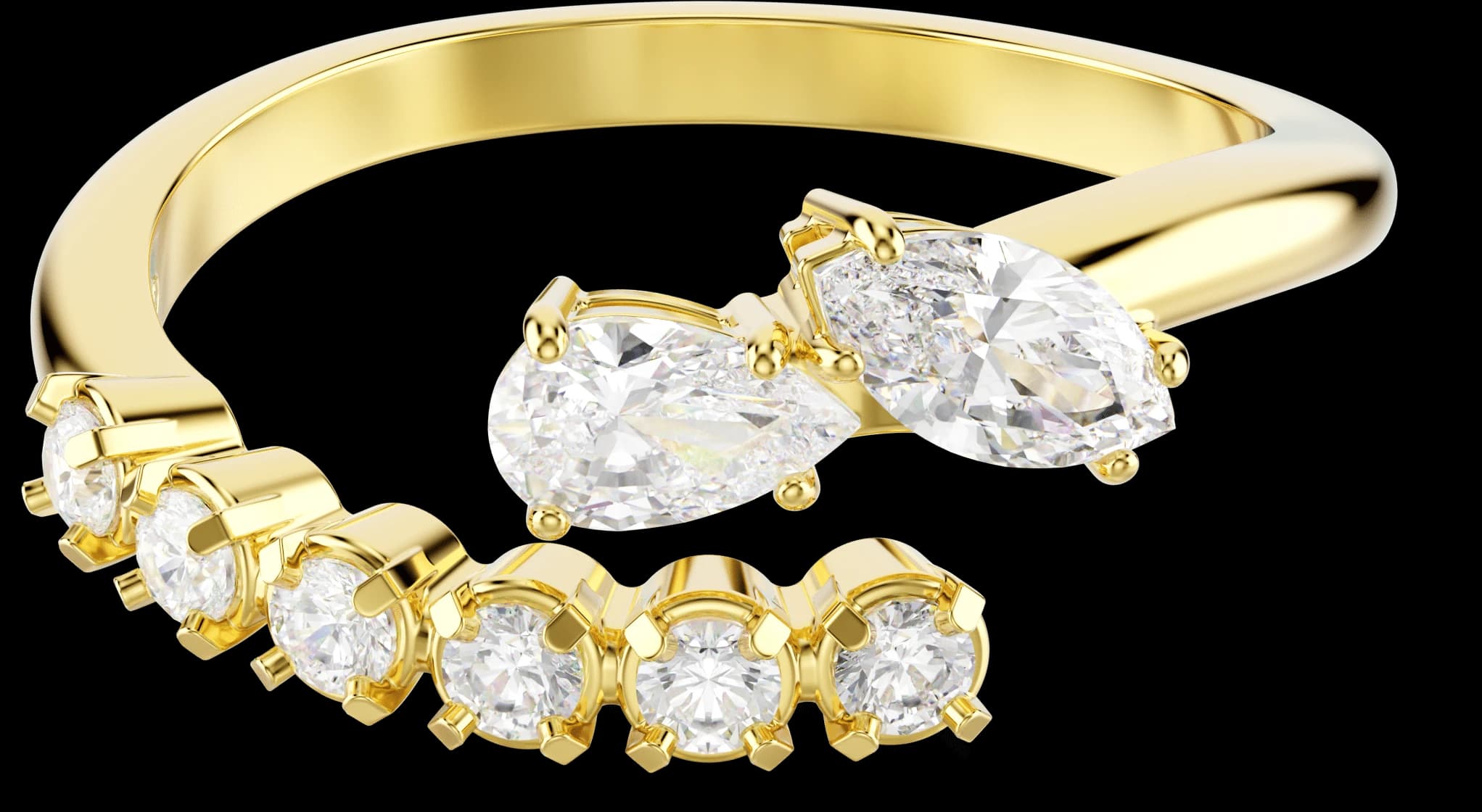 Mesmera Open Ring, Mixed Cuts, White, 18k Gold Finish — 5747969