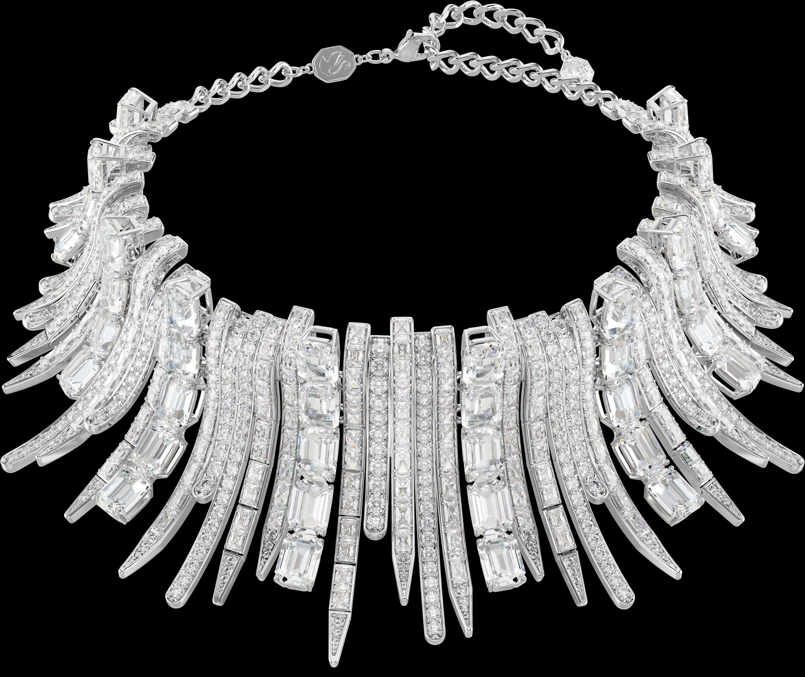 Vienna Choker, Mixed Cuts, White, Rhodium-Plated — 5754021