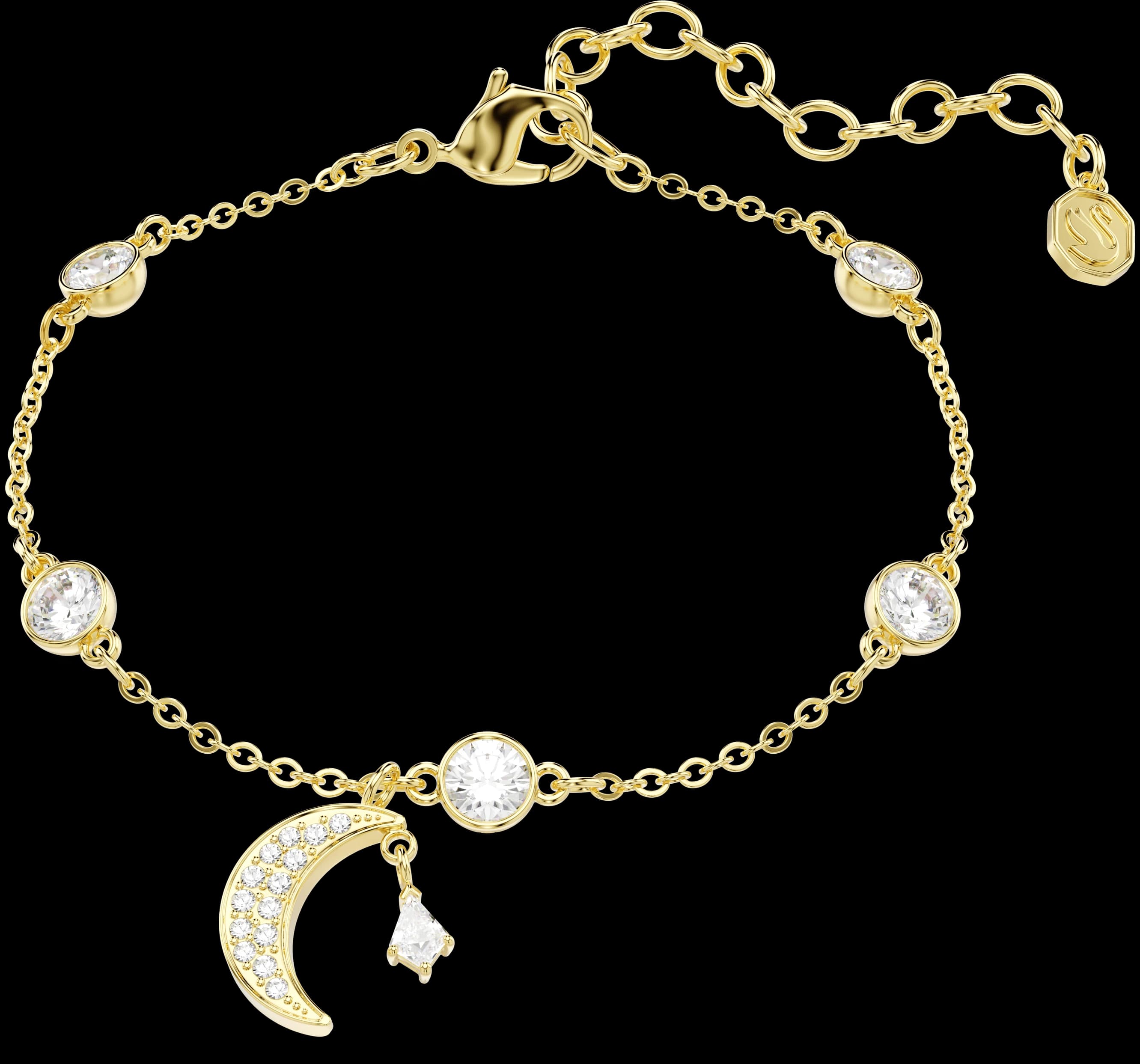 Symbolica Bracelet, Round Cut, Moon, White, 18k Gold Finish — 5754389